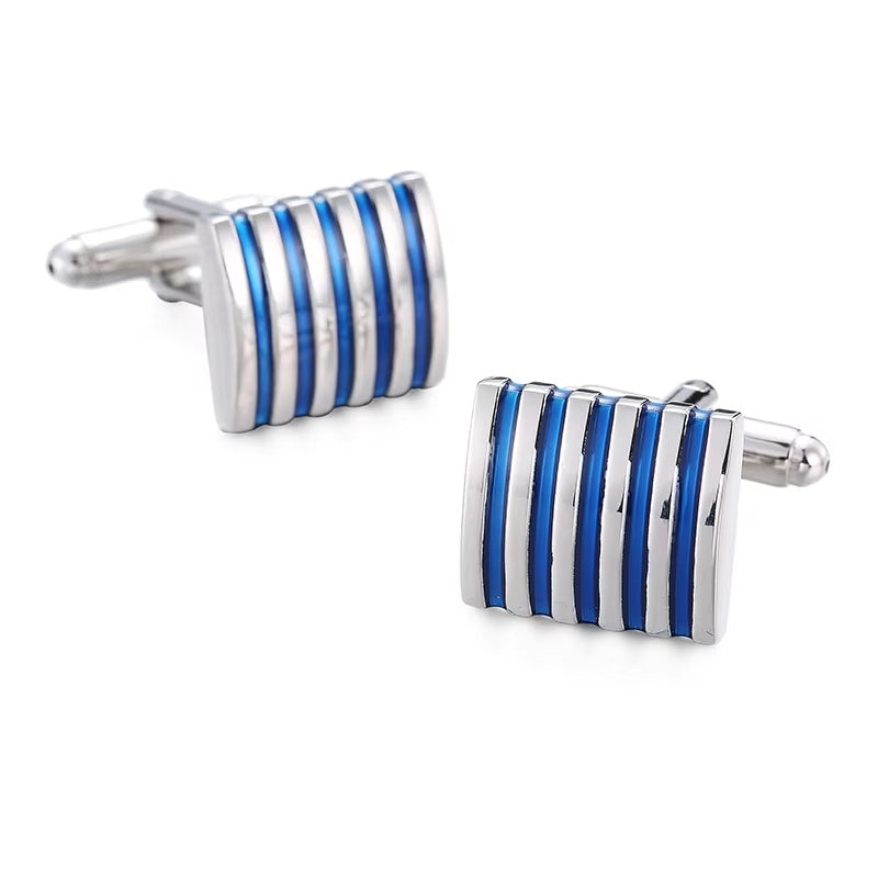 Chelsea Blue Stripe Square Cufflinks