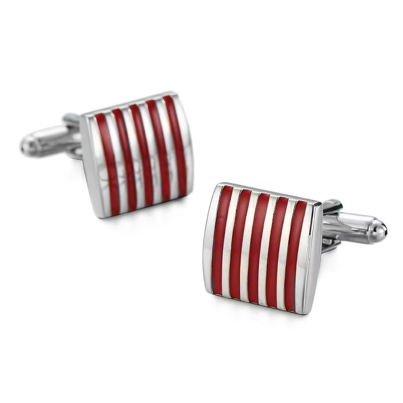 Manchester Red Stripe Square Cufflinks
