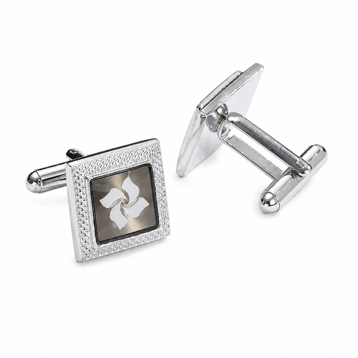 Porto Silver Pinwheel Square Cufflinks