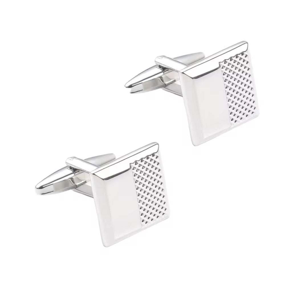 Taormina Half-Textured Silver Square Cufflinks