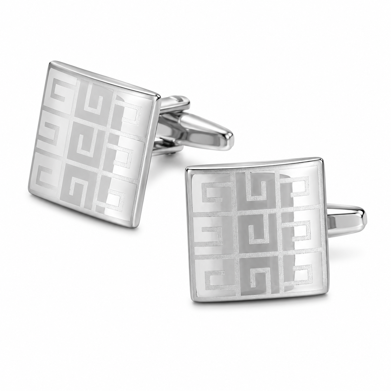 Valletta Silver Maze Square Cufflinks