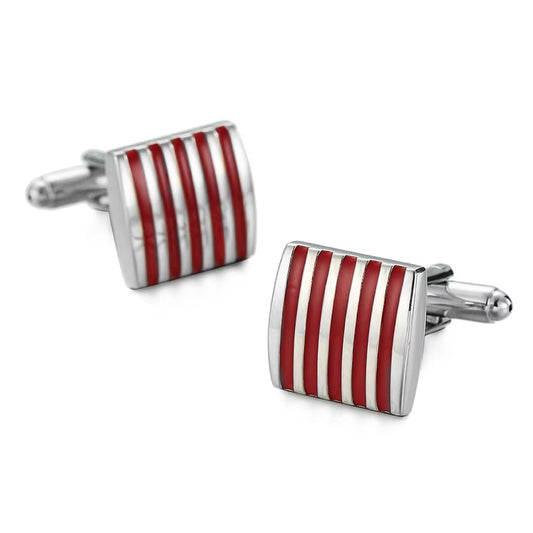 Manchester Red Stripe Square Cufflinks
