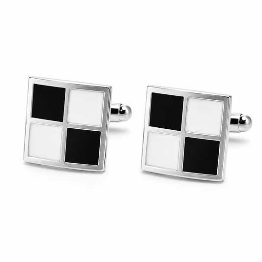 Salzburg Black and White Check Cufflinks