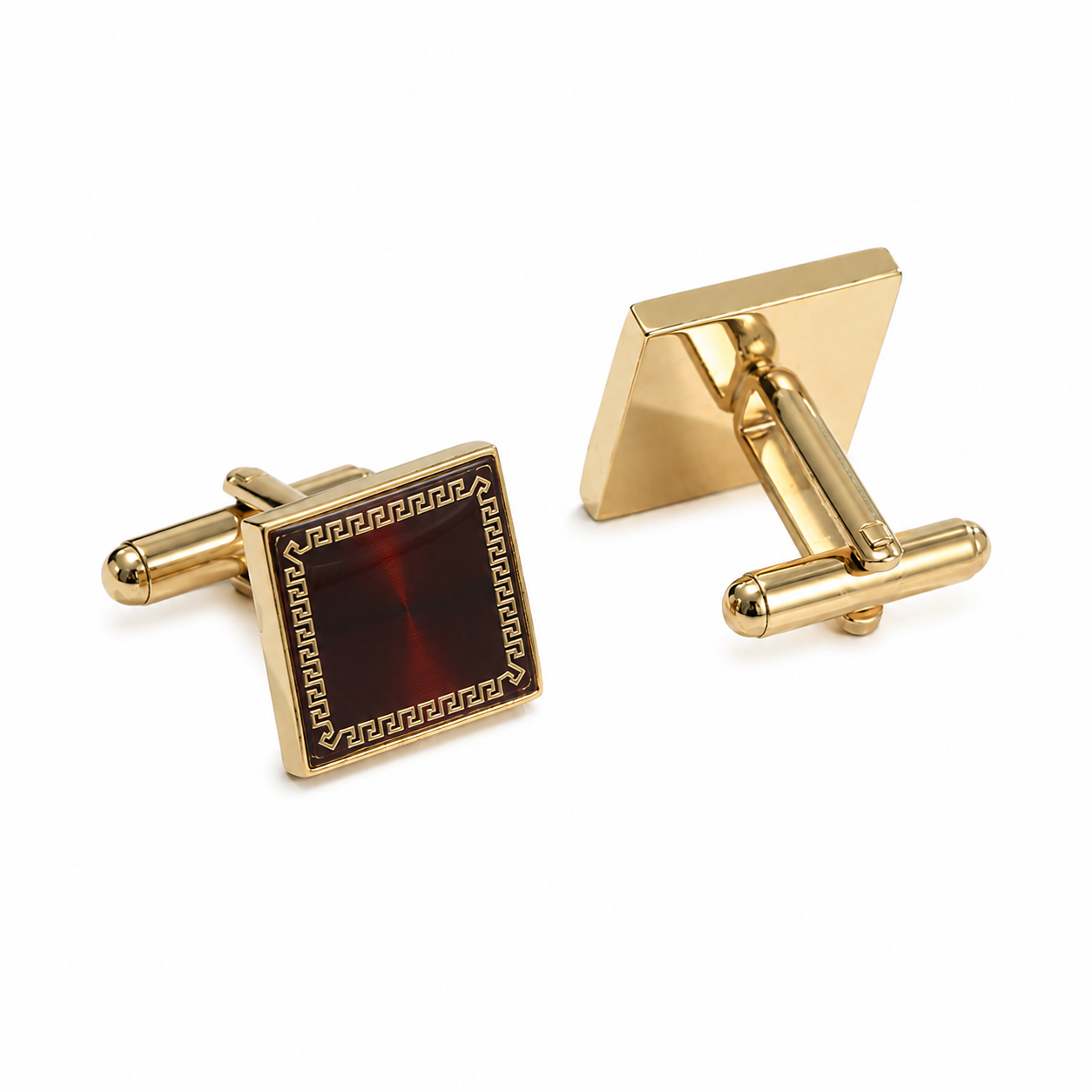Siena Burgundy & Gold Square Cufflinks