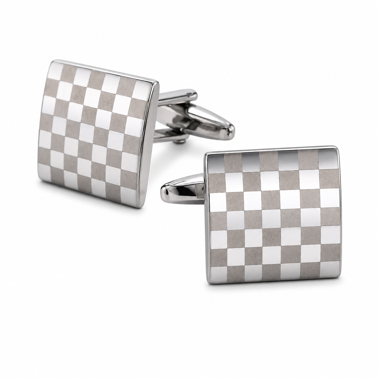 Kotor Silver Checkerboard Square Cufflinks